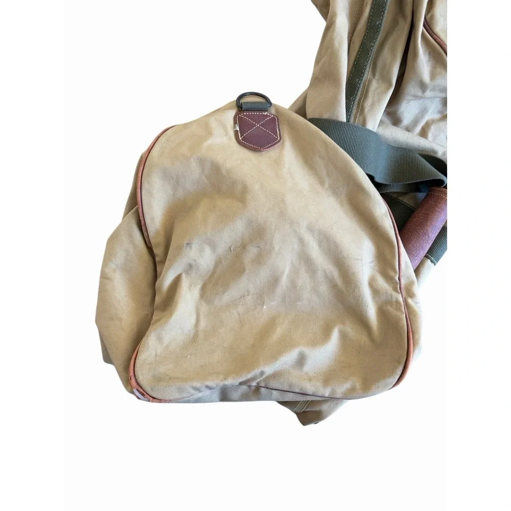 The North Face Leather Canvas Duffle Bag Tan Brown Vintage USA 29x18‎ Vtg